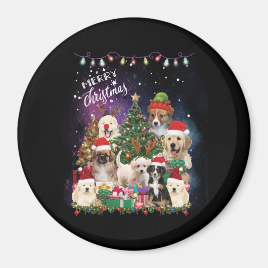 犬メリークリスマスライト マグネット (正面)