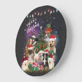 犬メリークリスマスライト ラージ壁時計 (傾斜)