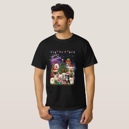 犬メリークリスマスライト Tシャツ (正面フル)