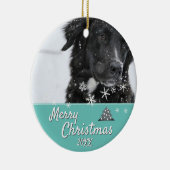 犬モダンかペットの写真メリークリスマス セラミックオーナメント (右)