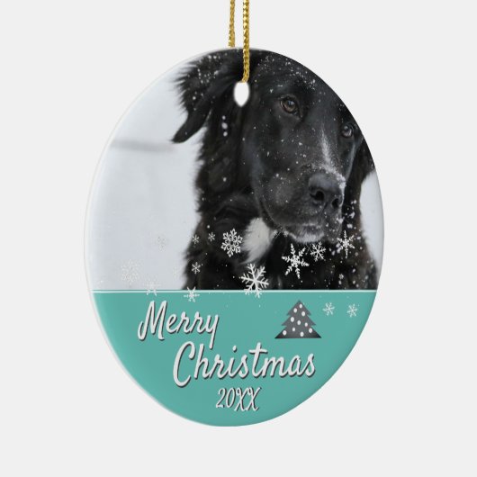 犬モダンかペットの写真メリークリスマス セラミックオーナメント (右)