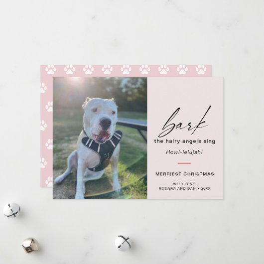 犬モダンが写真を歌って毛むくじゃらのアングルを吠える シーズンカード (正面/裏面インサイチュ)