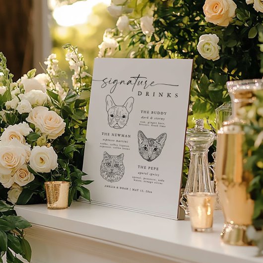 犬モダンと猫のシグネチャードリンクバー看板 ポスター