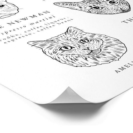 犬モダンと猫のシグネチャードリンクバー看板 ポスター (角)