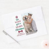 犬モダンのクリスマスを楽しむペット スクエアシール (封筒)