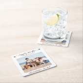 犬モダンのペットの後を楽しく撮結婚影 スクエアペーパーコースター (インサイチュ)