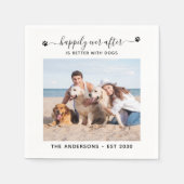 犬モダンのペットの後を楽しく撮結婚影 スタンダードカクテルナプキン (正面)