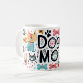 犬モダンのムームオレンジとピンク コーヒーマグカップ (正面左)