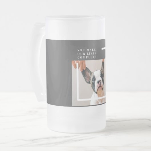 犬モダンの写真 |犬の引用文 フロストグラスビールジョッキ (正面左)