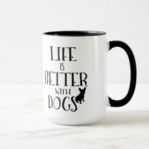 犬モダンの文字デザイン方が黒塗りだ マグカップ