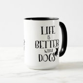 犬モダンの文字デザイン方が黒塗りだ マグカップ (正面右)