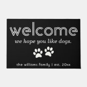 犬モダンパーソナライズされたが好きでね ドアマット (正面)