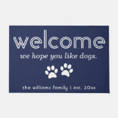 犬モダンパーソナライズされたが好きでね ドアマット (正面)