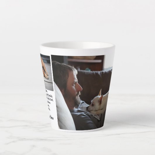 犬モダンパーソナライズされたパパ父の日の写真ギフト カフェラテマグ (正面)