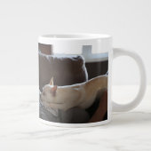 犬モダンパーソナライズされたパパ父の日の写真ギフト ジャンボコーヒーマグカップ (右)