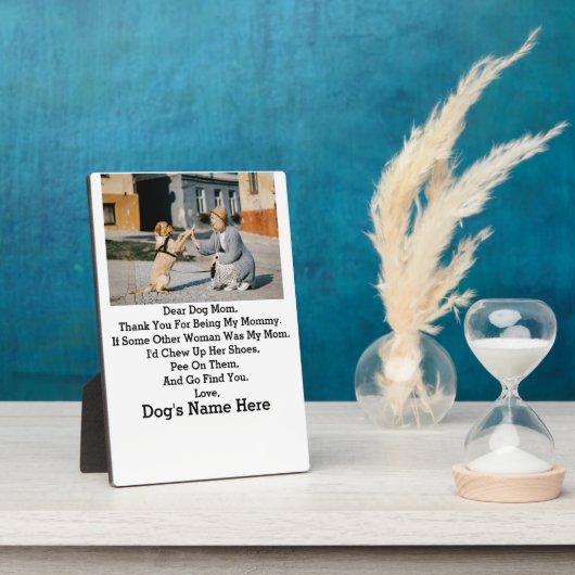 犬モダンパーソナライズされた母の母の日の写真 フォトプラーク (側面)
