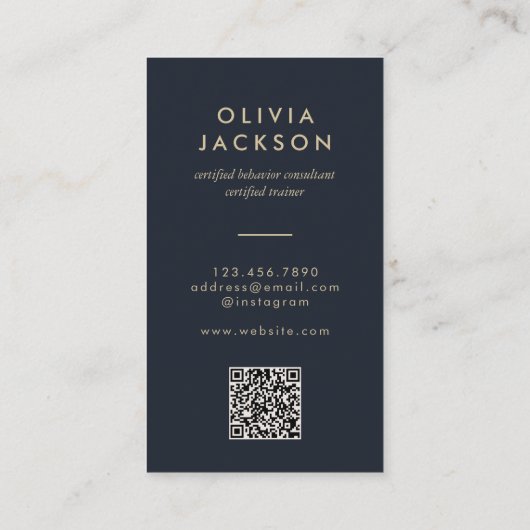 犬モダンミニマル調教師ペットシッターQRコード 名刺 (裏面)