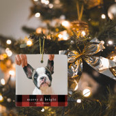 犬モダン写真赤バッファロープレイド セラミックオーナメント