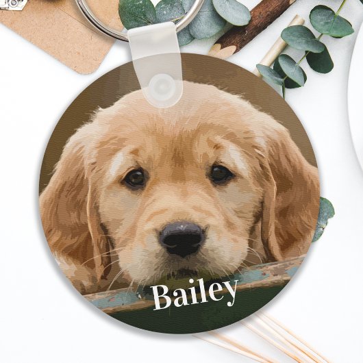 犬モダン好きペットパーソナライズされたの写真 キーホルダー