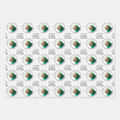 犬モダン恋人3枚の写真クリスマスホリデー ラッピングペーパーシート (正面3)