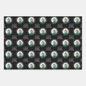 犬モダン恋人3枚の写真クリスマスホリデー ラッピングペーパーシート (正面2)