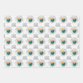 犬モダン恋人3枚の写真クリスマスホリデー ラッピングペーパーシート (正面)