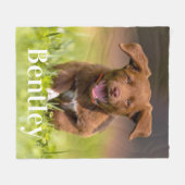 犬モダン愛犬のパーソナライズされたペット写真 フリースブランケット (正面(横))