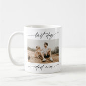 犬モダン最高ののパパ写真の手書きスクリプト コーヒーマグカップ (左)