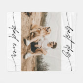 犬モダン最高ののパパ写真の手書きスクリプト フリースブランケット (正面(横))