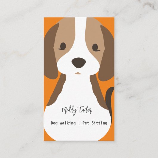 犬モダン歩くペット着座名刺 名刺 (正面)
