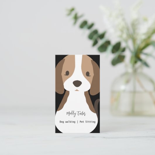 犬モダン歩くペット着座名刺 名刺 (スタンド正面)