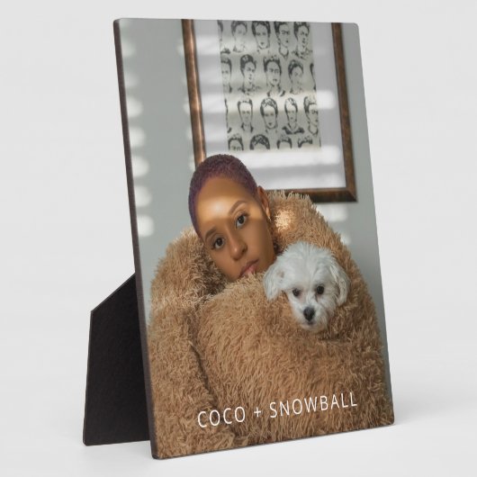 犬モダン母と犬ペット写真記念 フォトプラーク (側面)