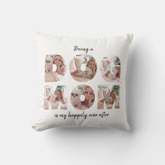 犬モダン母フォトコラージュ引用文 クッション (正面)