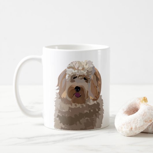 犬ラブラドールかわいい犬のデザイン コーヒーマグカップ (ドーナツ)