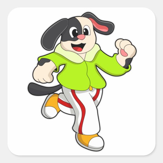 犬ランニングの スクエアシール (正面)