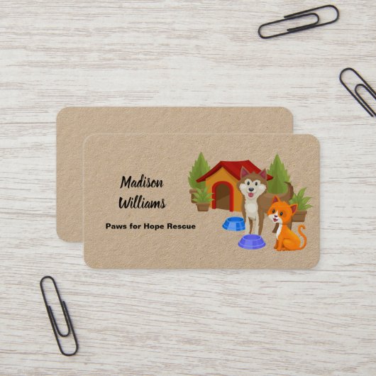 犬レスキュー犬歩く 名刺 (正面/裏面インサイチュ)