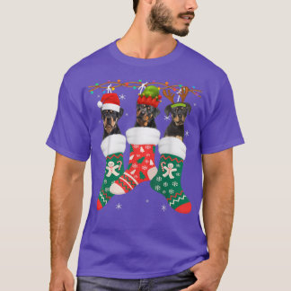 犬ロットワイラークリスマスソックスおもしろいクリスマスパジャマP Tシャツ