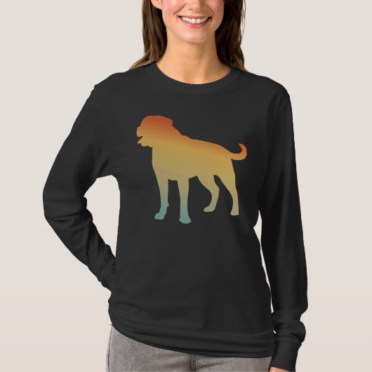 犬ロットワイラーシルエットマスク顔カバー Tシャツ (正面)