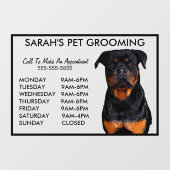 犬ロットワイラーペットグルーミング時間営業 ウィンドウサイン (シート)