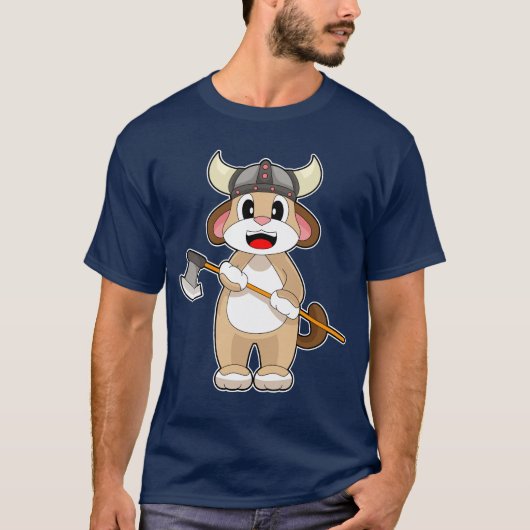 犬ヴァイキング斧 Tシャツ (正面)