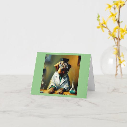 犬不機嫌科学者 カード (黄色い花)