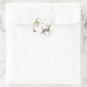 犬中国の紋付き歩くシールラベル ラウンドシール (バッグ)