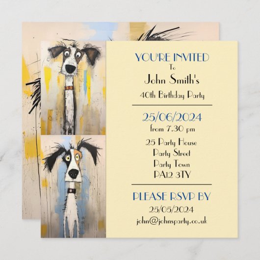 犬予測できな誕生会 招待状 (正面/裏面)