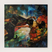 犬付き傘の女性 ジグソーパズル (横)