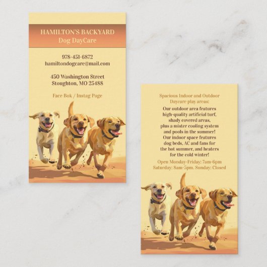 犬保育園歩くペット着座名刺 名刺 (正面/裏面)