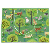 犬公園のギフトバッグのかわいい犬 ラージペーパーバッグ (正面)