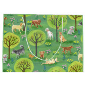 犬公園のギフトバッグのかわいい犬 ラージペーパーバッグ (裏面)