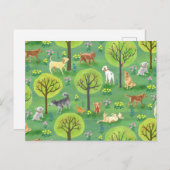 犬公園はがき内のかわいい犬 ポストカード (正面/裏面)