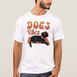 犬前向きバイブオンリーデザイン Tシャツ