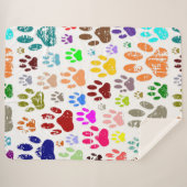 犬動揺してカラフルの手のプリント シェルパブランケット (正面(横))